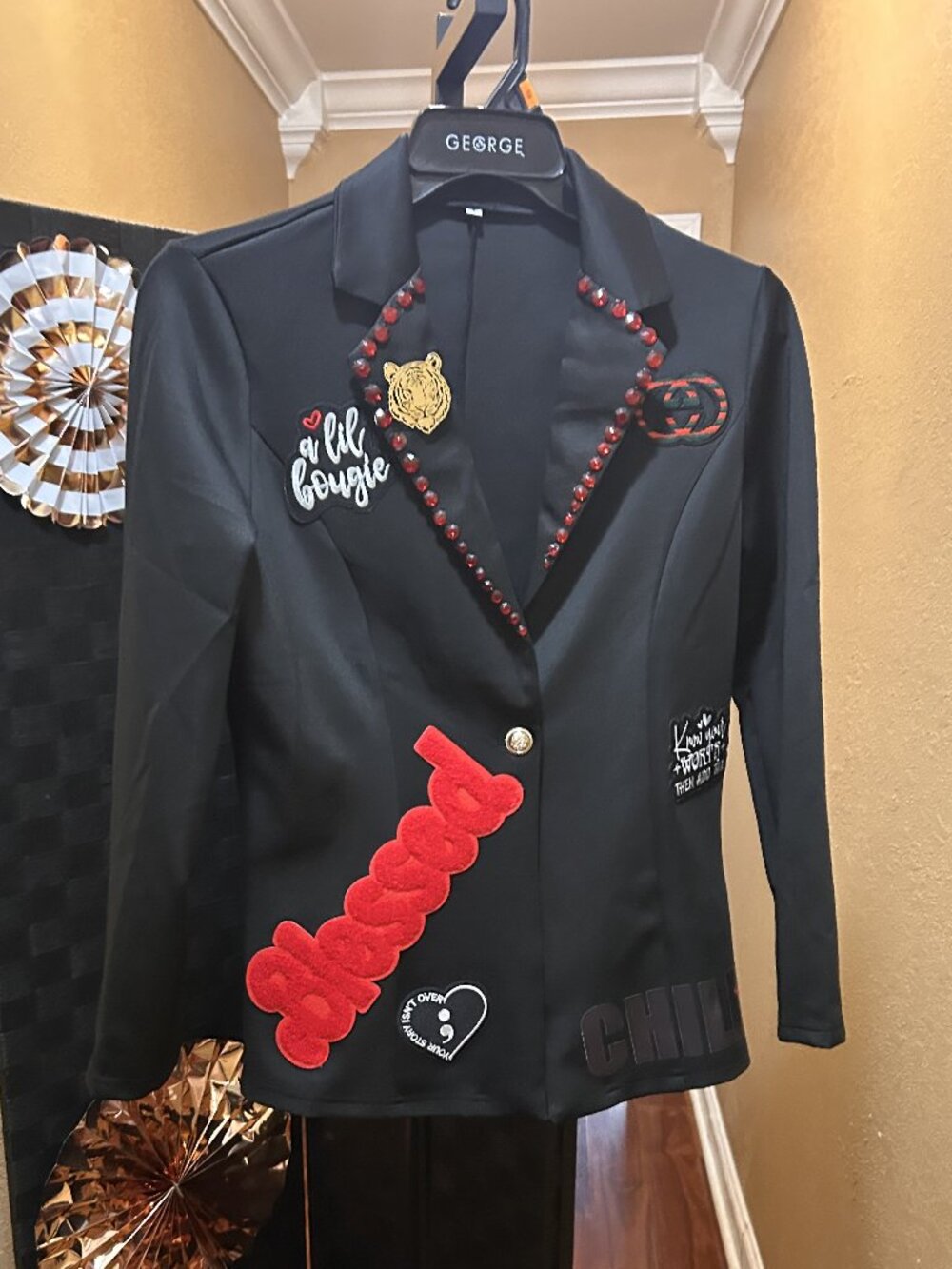 Black Red Embellished Blazer - Picture 5 of 5